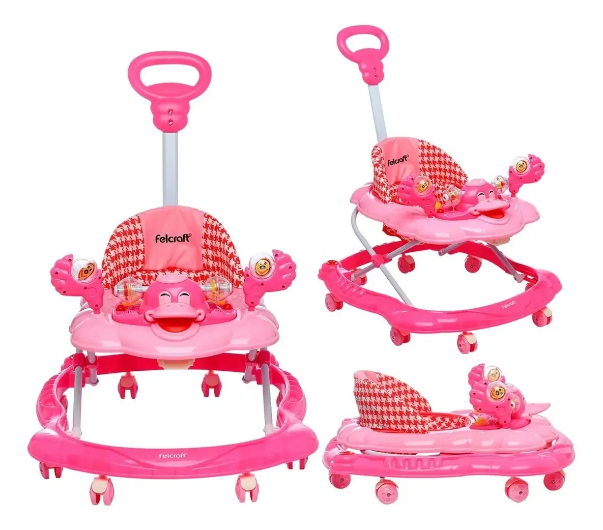 Placa educacional e brinquedos Baby Walker Sounds, cor rosa