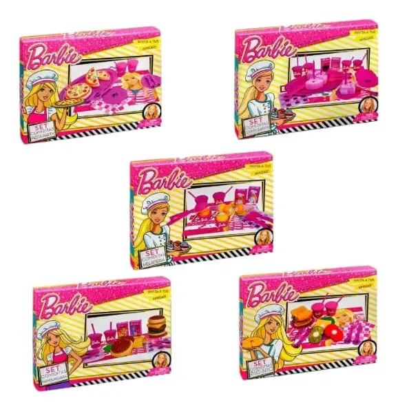 Super combinação! Conjunto de 5 alimentos Barbie Mini Play