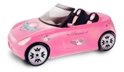 Carro conversível Princess para bonecas para decorar rosa claro