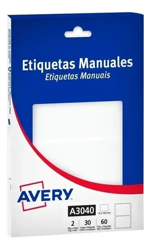 Etiquetas Avery Retangulares 75,0 X103,0 Mm. 3040