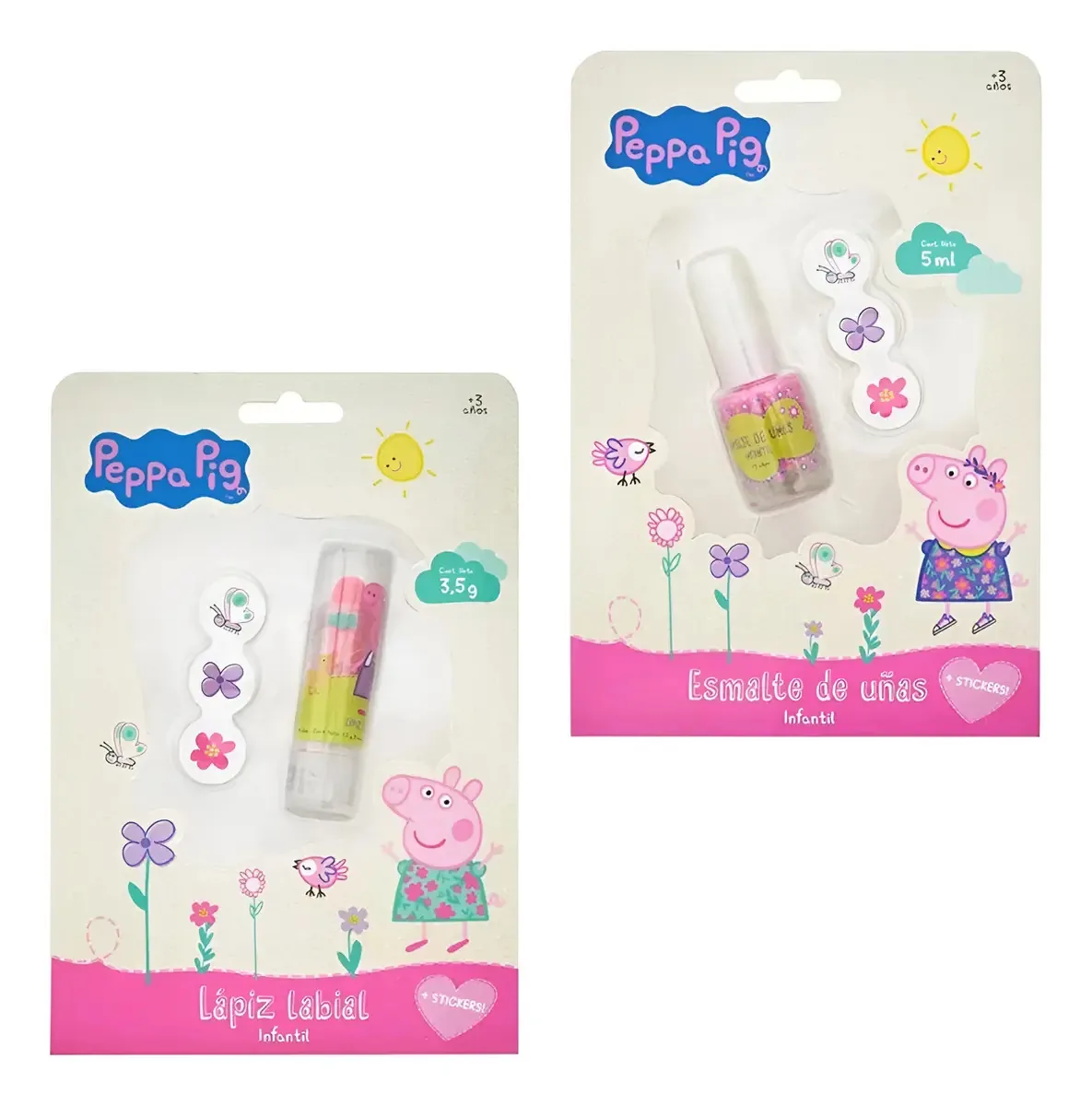 Conjunto de beleza Peppa Pig para maquiagem infantil, esmalte de unhas e batom