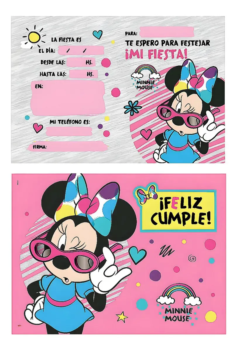 Convite Minnie X10u rosa