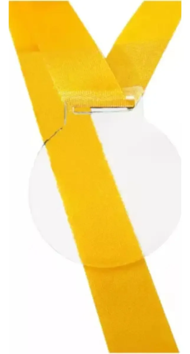 Kit 30 Medalhas Redondas 5cm Cristal 2mm Fita Amarela