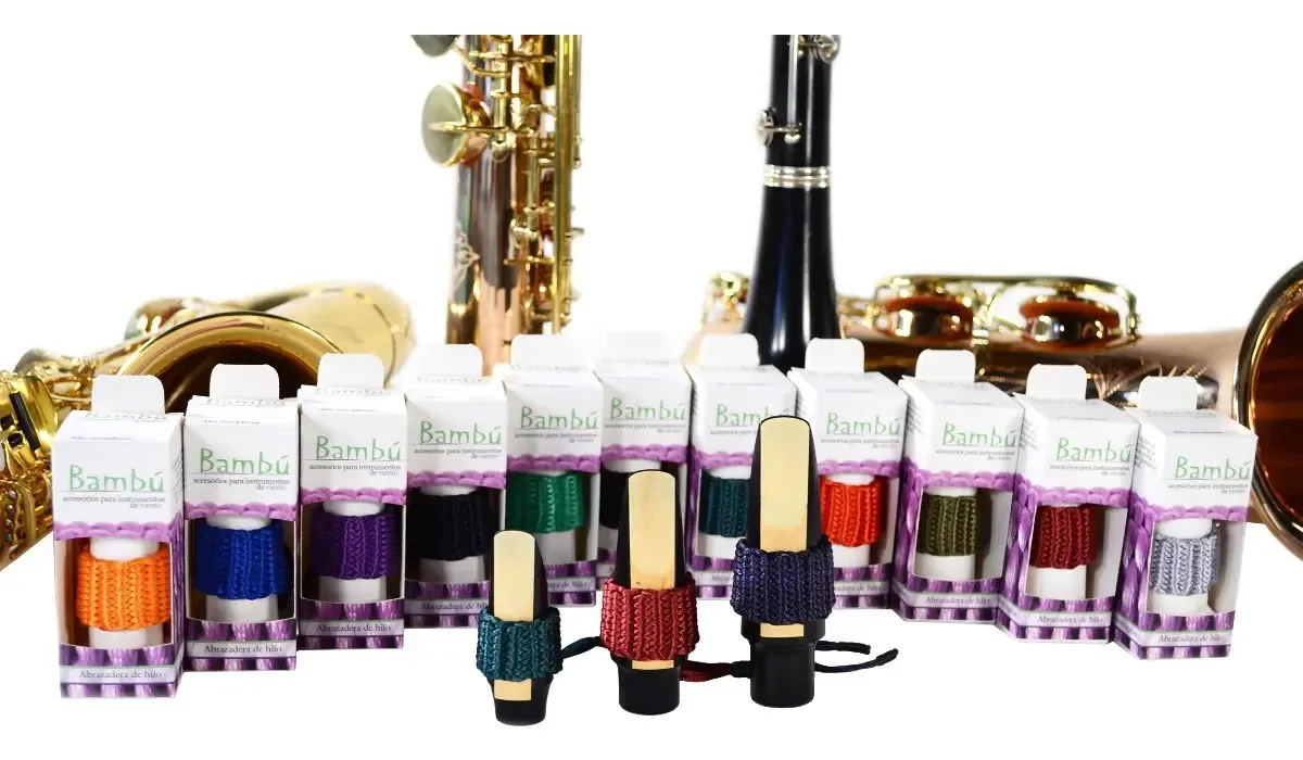 Braçadeira de corda de bambu para saxofone tenor, cor laranja