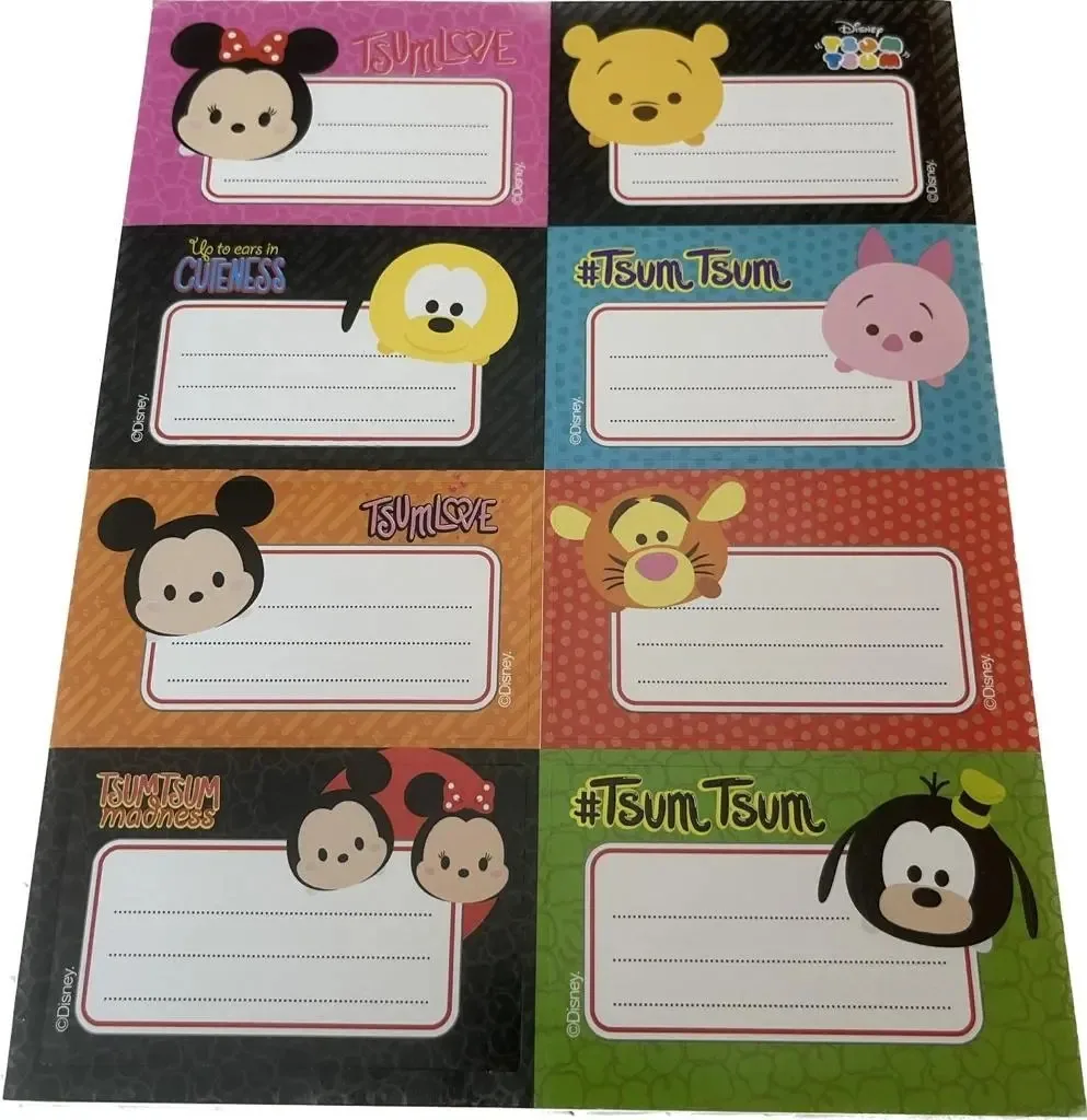 Etiquetas escolares autoadesivas Tsum Tsum Tsum Ppr