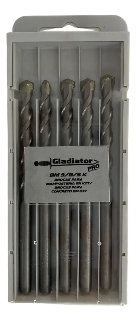 Kit de mechas de alvenaria Gladiator Pro 8x20 - BM9/8/5k