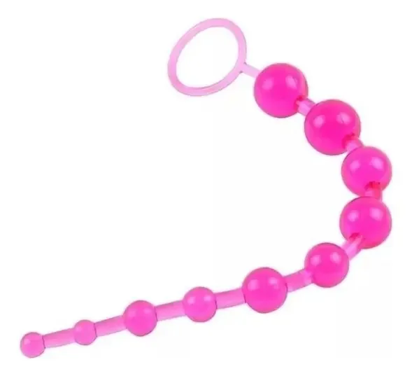 Varita Anal Esferas Gel Flexível Inexpulsável Sex Shop Cor Rosa