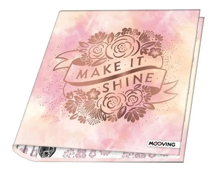 Carpeta Mooving Escolar 3x40 Rosa Dourada