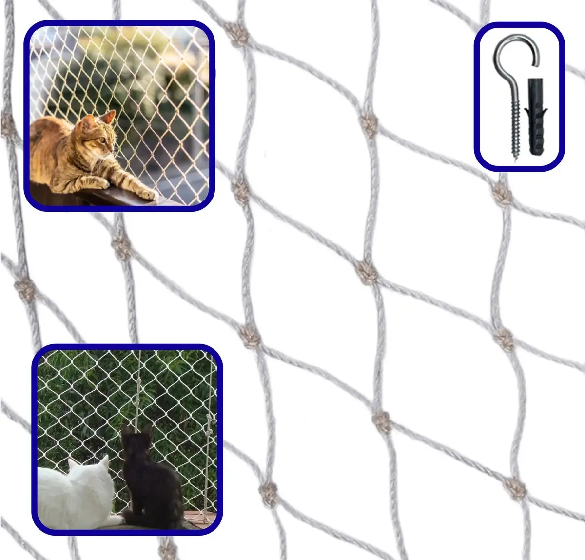 Tela De Proteção Para Janelas Gatos 1,5m X 1,5m Kit Completo Cor Areia