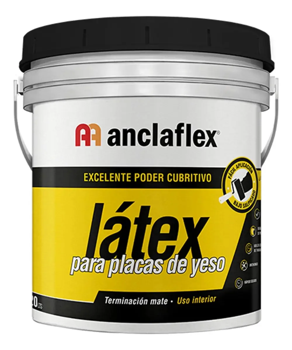 Látex Anclaflex para placas de gesso, 20 L, acabamento branco mate