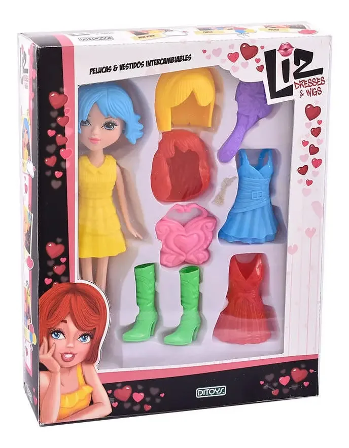 Boneca Liz Doll Original Ditoys Boneca de vestidos e perucas