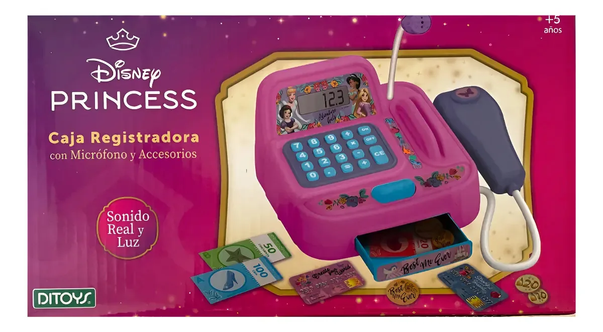 Caixa registradora Disney Princesses com luz e som 2783 cor rosa