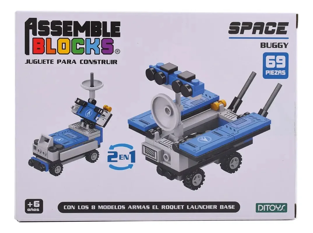 Blocos de construção: monte blocos 2 em 1 Número de peças 69 Versão do personagem Space Buggy