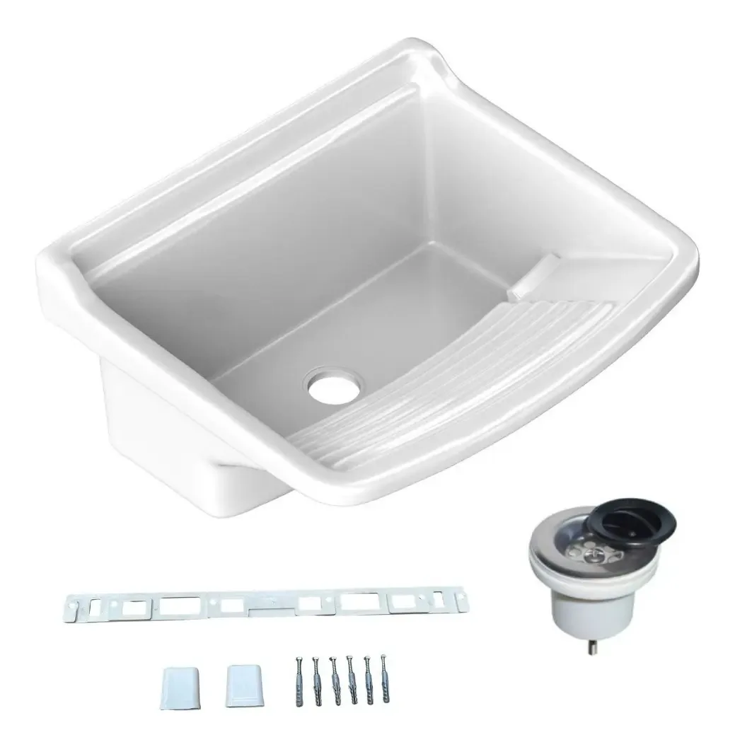 Pia de plástico, piscina, lavanderia, lavanderia, cozinha, 24L, sabonete, cor branca