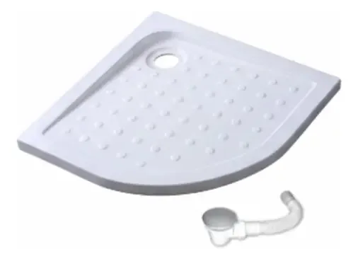 Receptáculo, bandeja de chuveiro, caixa angular, cabine de acrílico curva com impermeabilização antiderrapante, cor branca, chuveiro de banheiro Mentay Line 80x80x5 com dreno incluído