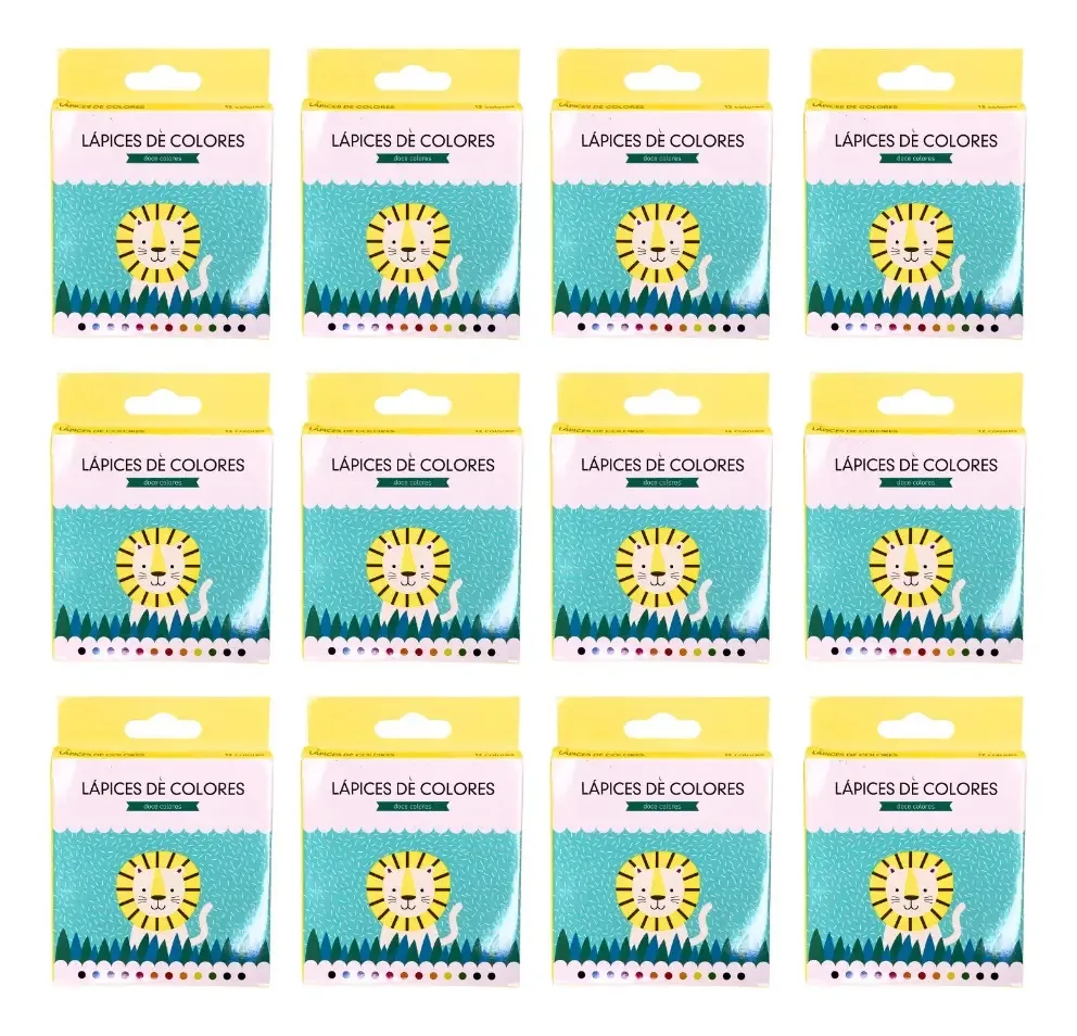 12 caixas, 12 lápis de cor escolares, tintas de linha baratas