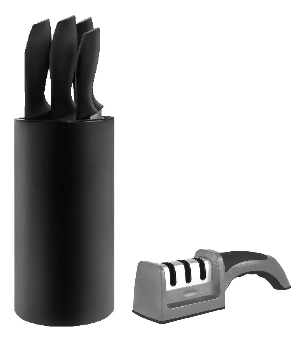 Conjunto de afiador preto+faca