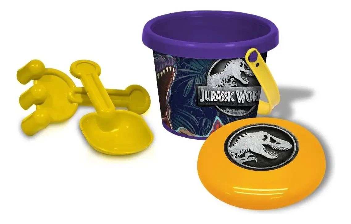 Conjunto de praia Jurassic World Bucket Frisbee Rake Shovel