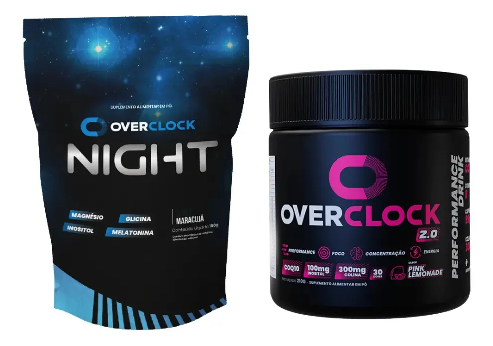 Overclock 2.0 Performance E Overclock Night Reparador Sabor Pote Pink Lemonade E Night Maracujá Performance Mental Reparador