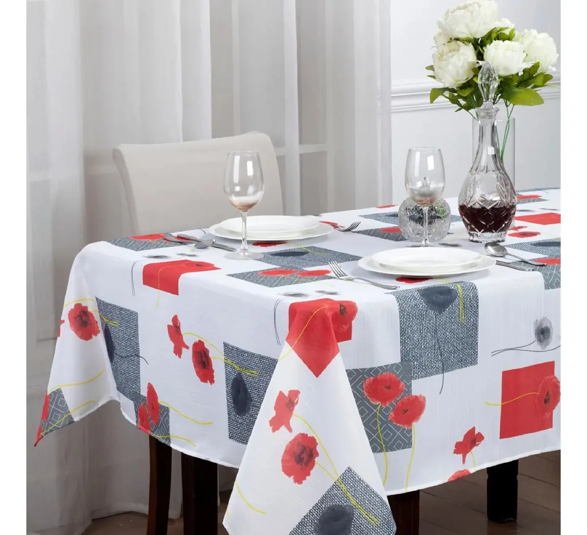 Toalhas de mesa impressas em jacquard 150x220 com design de rosas