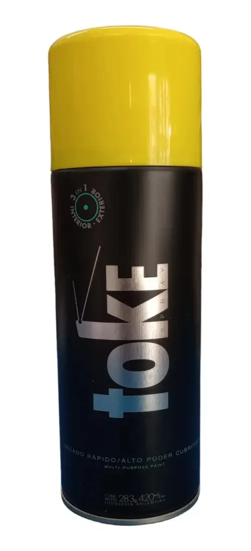 Toke Enamel 3 em 1 polegada/Ext X Tinta em aerossol 420 ml, cores: amarelo