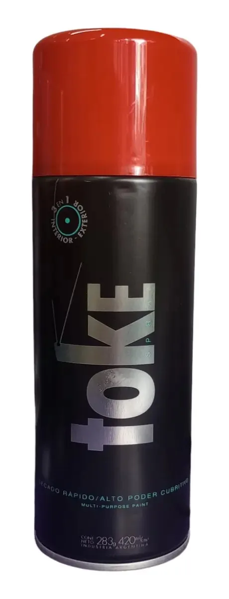 Tinta em aerossol Toke Enamel 3 em 1 Int/Ext X 420 ml em vermelho fúria