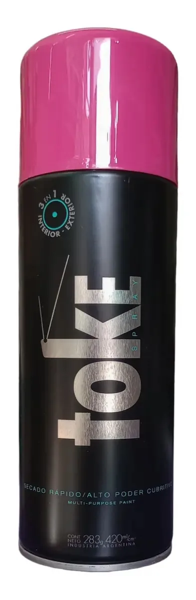 Tinta em aerossol Toke Enamel 3 em 1 Int/Ext X 420 ml de cores rosa intenso