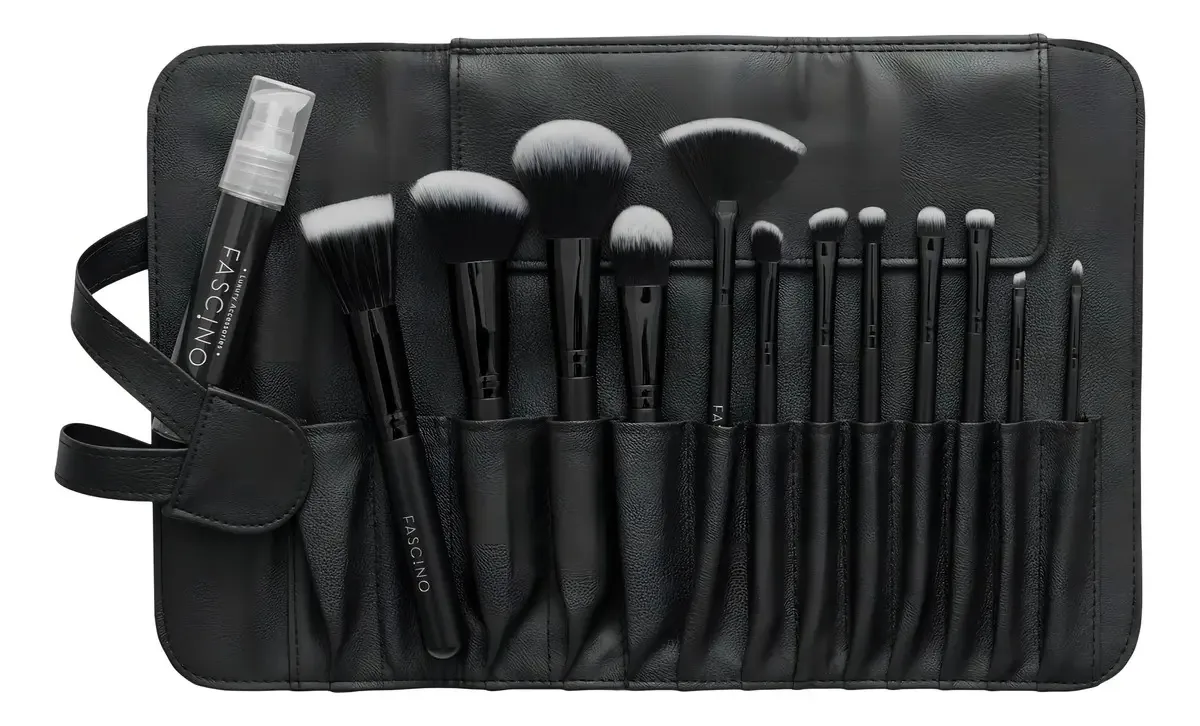 Conjunto de 12 pincéis e pincéis de maquiagem+porta-pincéis Fascino