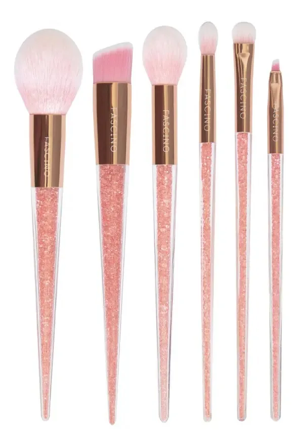 Conjunto Fascino de 6 pincéis e pincéis de maquiagem com glitter