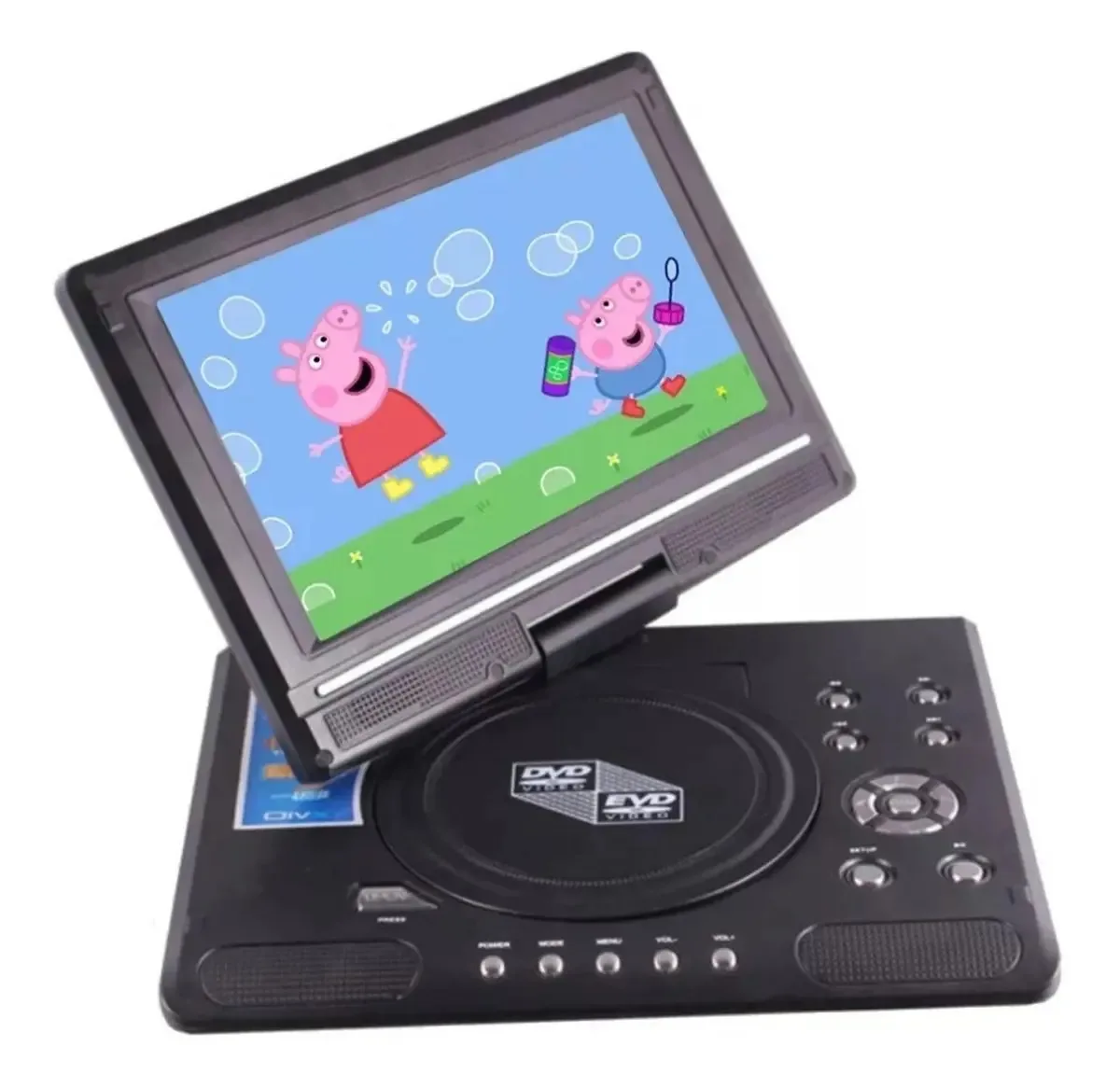 Leitor de DVD portátil 9 Tv Fm Games, modelo de controle remoto, cor preta