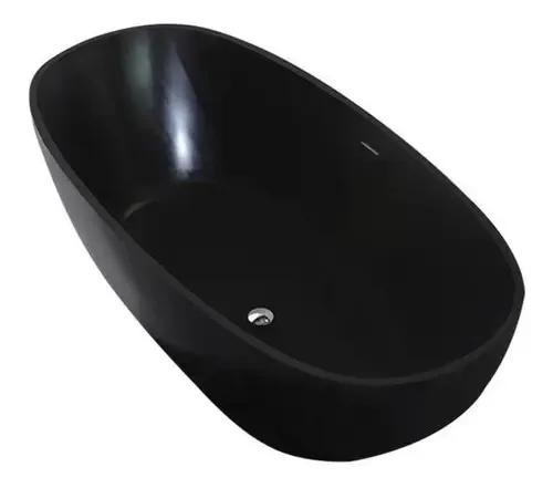 Banheira preta oval Krumm Exenta Corian