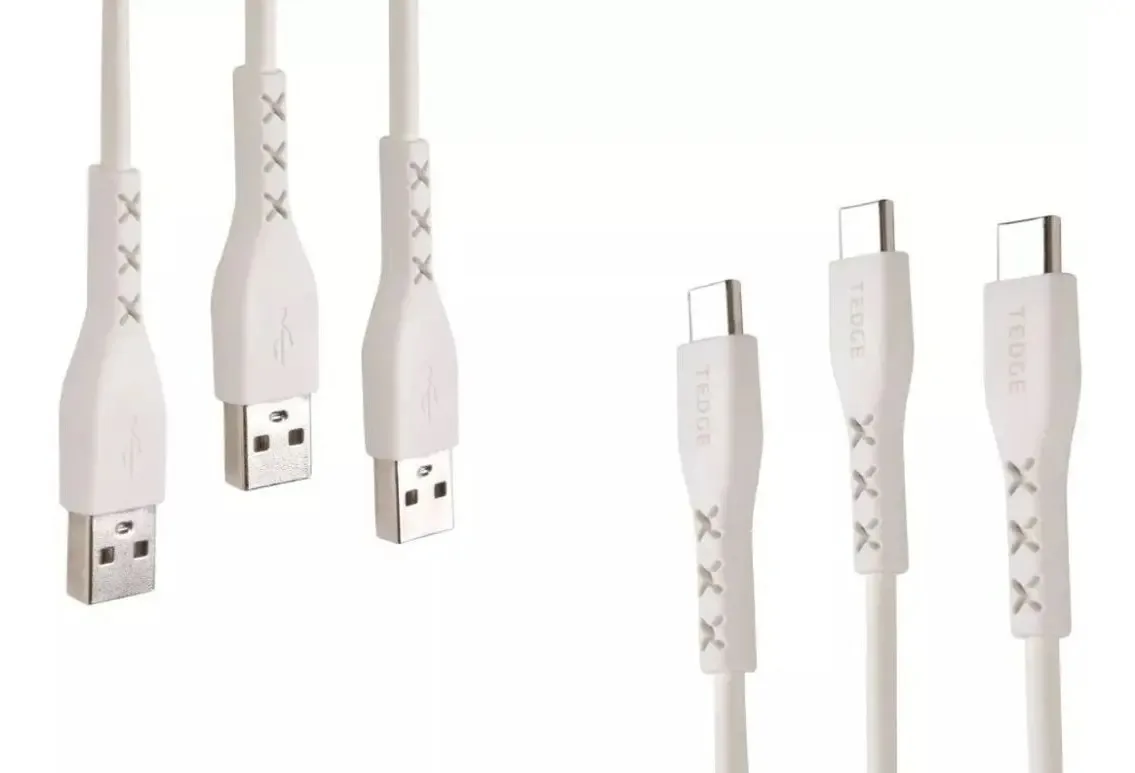 Kit Com 3 Cabos USB Tipo-C de 1 Metro Para Carregamento e Dados Tedge