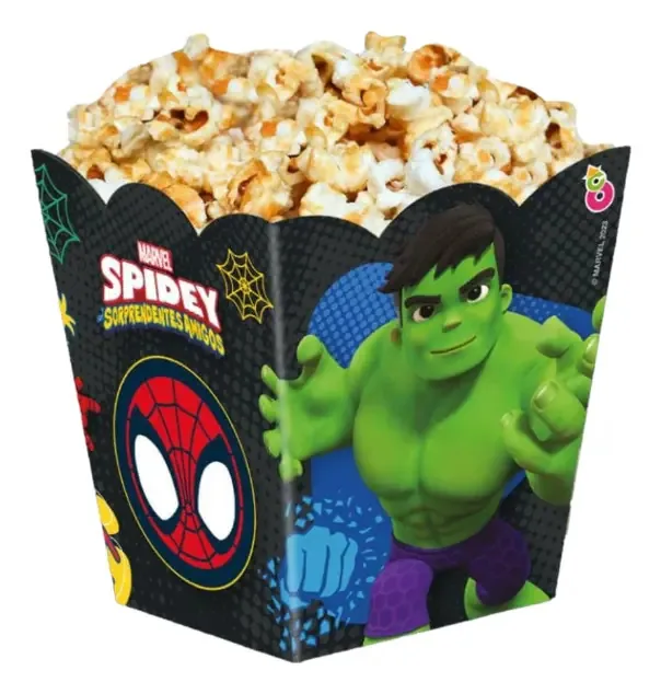 Caixas de pipoca para doces — pacote com 6 Spidey and His Friends em azul claro
