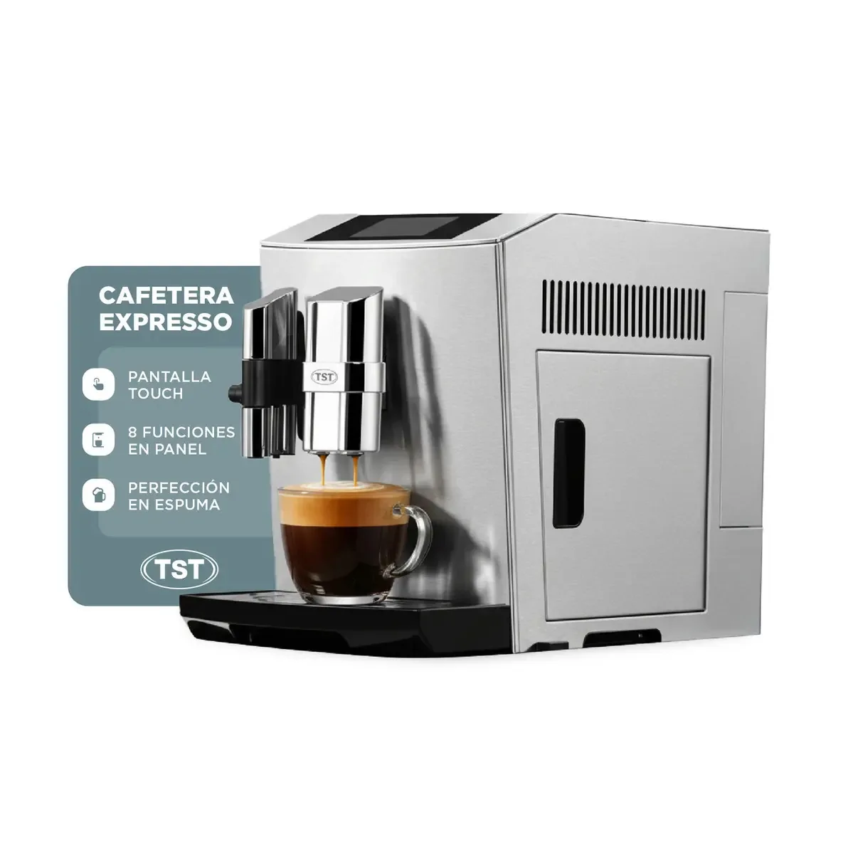 Máquina de café expresso automática | Tst - 1800 ml - Aço inoxidável - Tela de toque digital - Programas automáticos