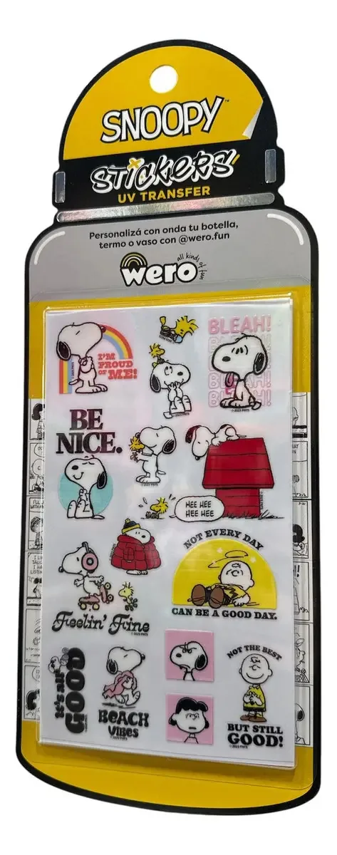 Adesivos Snoopy Wero Pack X2 Adhesive Iron Premium Resistentes à Água Adesivos decorativos de transferência UV para garrafas térmicas, copos, cadernos, pastas e cadernos personalizáveis