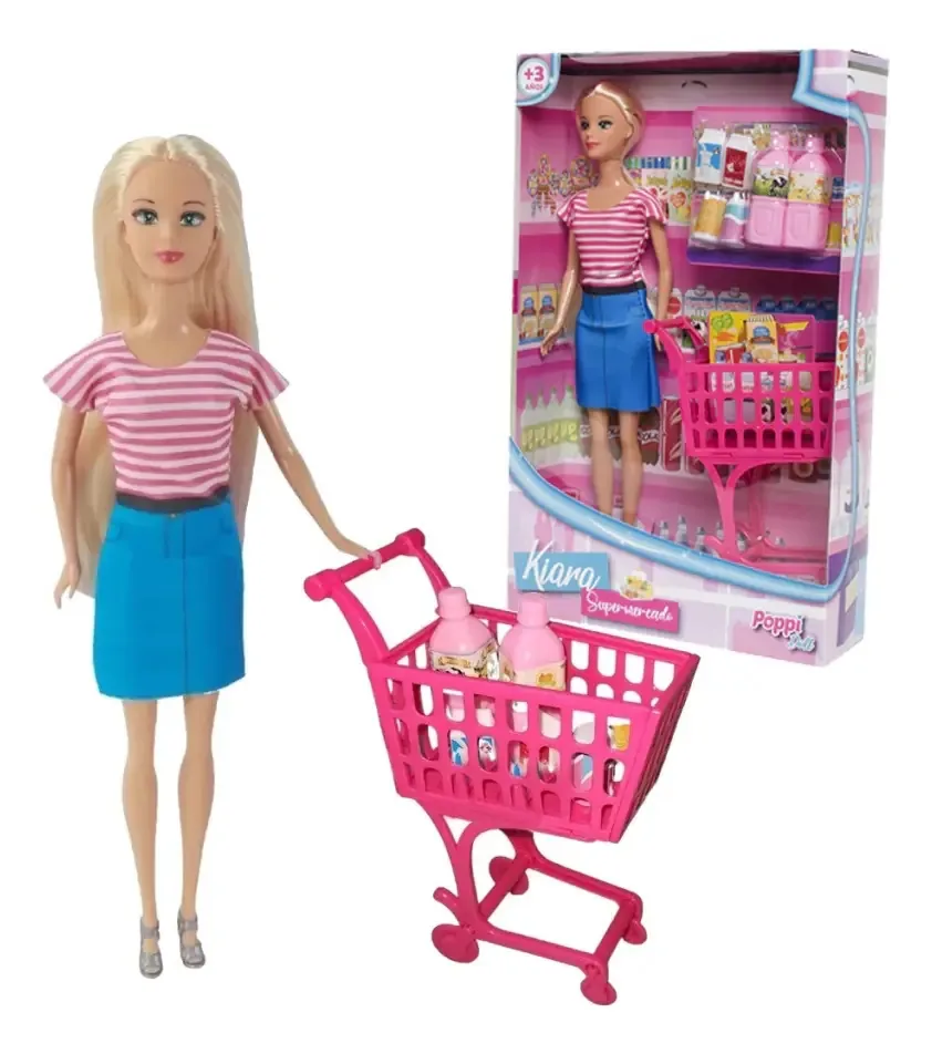 Boneca Kiara no supermercado com acessórios Poppi Doll 7140