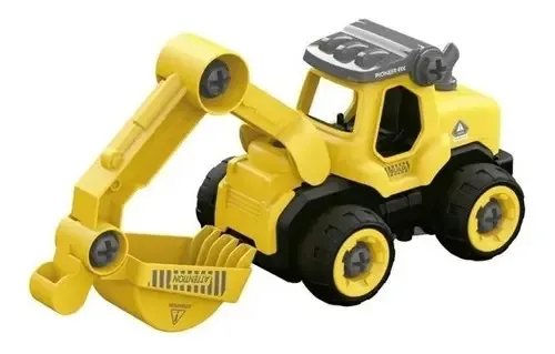 Veículo DIY para construir caminhões Construção de Caminhões Pá Edu Color Yellow Excavator Character 51