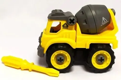 Veículo DIY para construir caminhões Construção de Caminhões Pá Edu Color Yellow Mixer Character 55