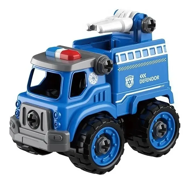 Mini conjunto de caminhões policiais para 2 veículos DIY Ik0067