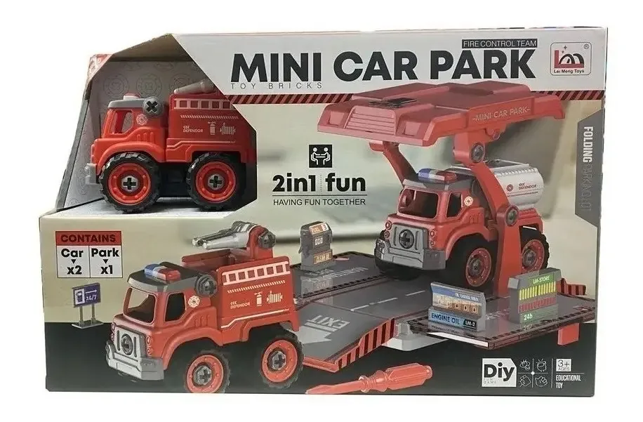 Conjunto de veículos Mini Car Park Premium Red para montagem de personagens