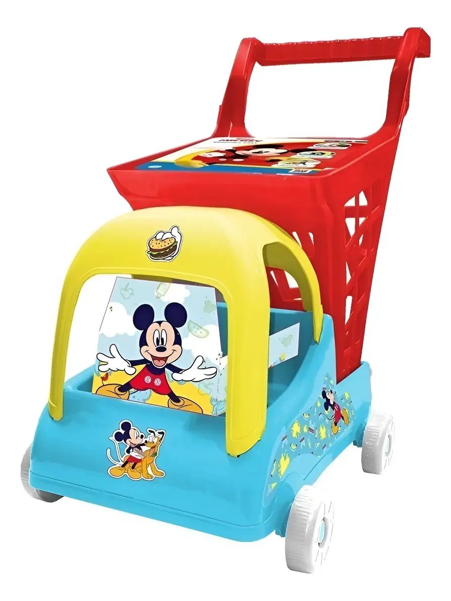 Carrinho de compras e passeio de boneca Ok Baby Cutie Life Color Mickey