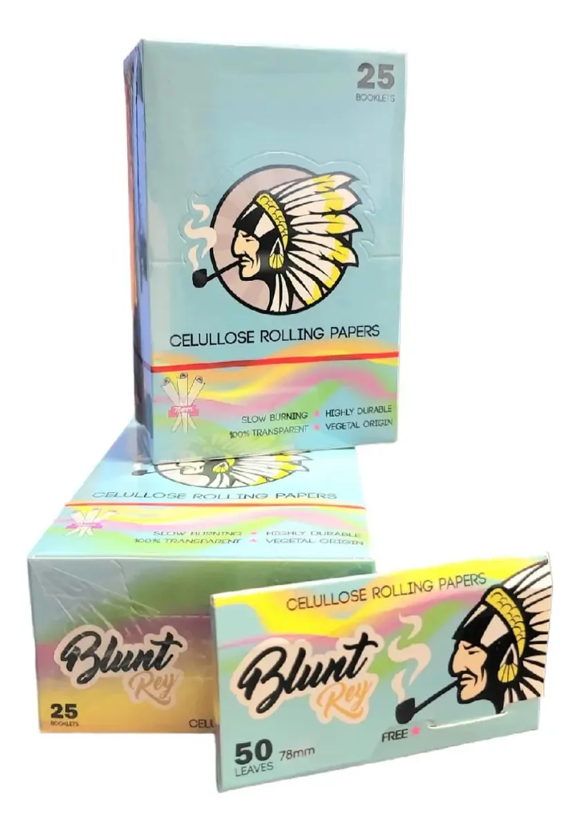 Papéis para cigarros de celulose neutra Blunt Rey Cellulose Slim Size, verde claro, x 25 u