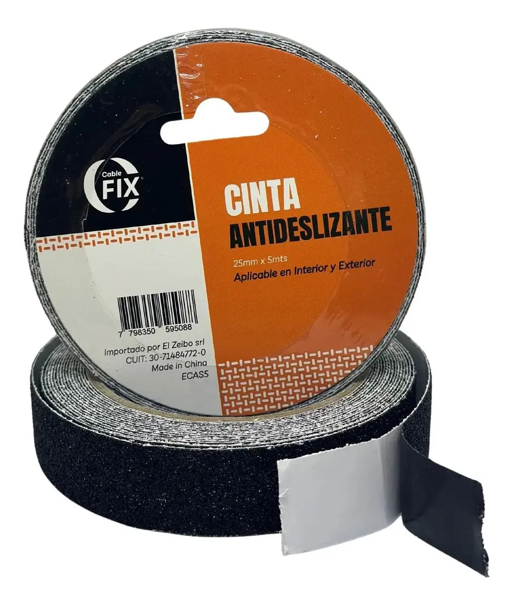 Fita antiderrapante autoadesiva 25mm x 5mt cor preta