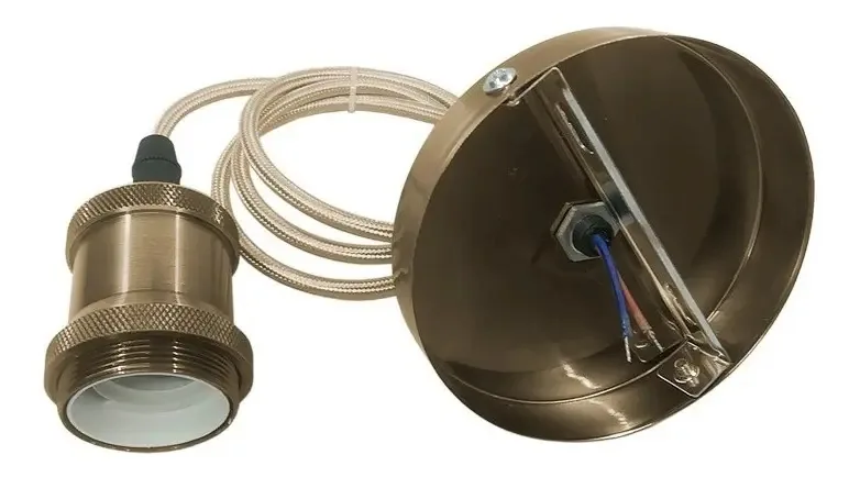 Luminária suspensa de cabo têxtil de alumínio e bronze Etheos Vintage