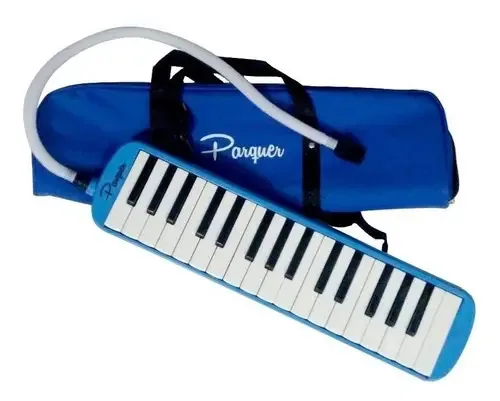 Melodica A Piano Parquer 32 notas rosa com tampa de mangueira azul