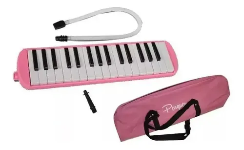 Melodica A Piano Parquer 32 notas rosa com tampa de mangueira