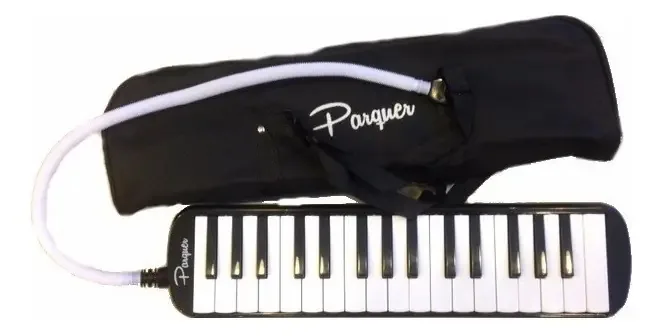 Melodica A Piano Parquer 32 notas rosa com tampa de mangueira cor preta