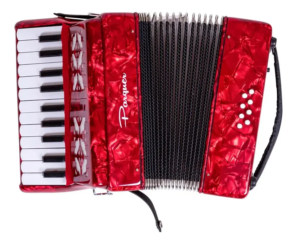 Acordeão vermelho Parquer 8 Bass 22 teclas com alça