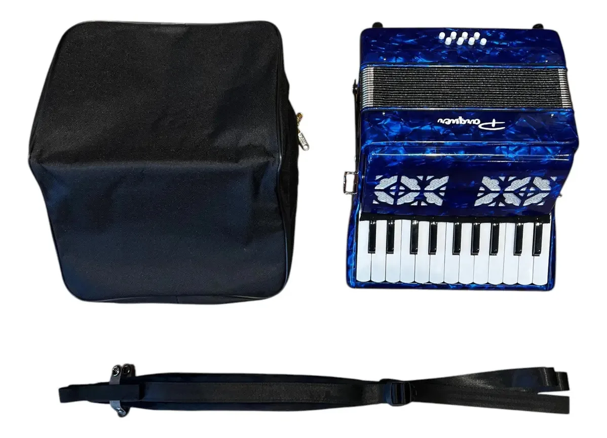 Acordeão Azul Parquer 8 Bass 22 Teclas Com Alça