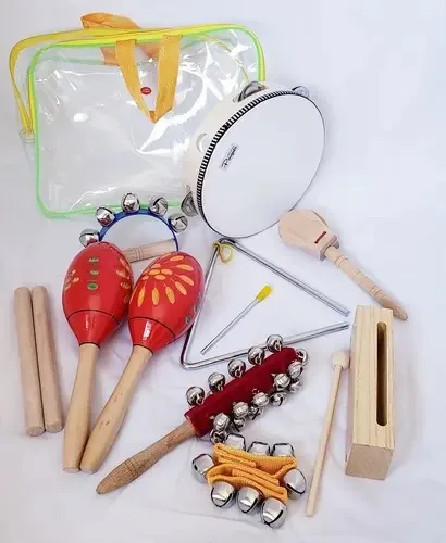 Conjunto de percussão infantil Parquer Tz9h Maracas Pandeiro